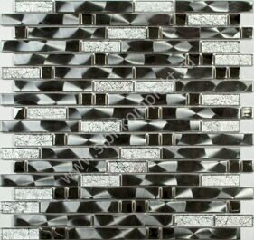 Металлическо-стеклянная мозаика MS-606 – размер листа - 305*298, размер чипа - 15*48*98*6  Производство – Китай